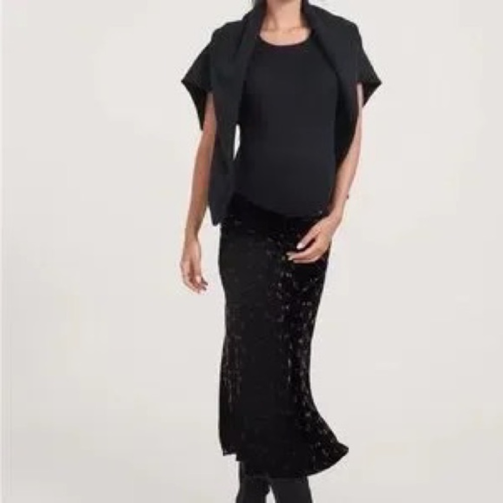 Hatch Black Sequin Midi Skirt